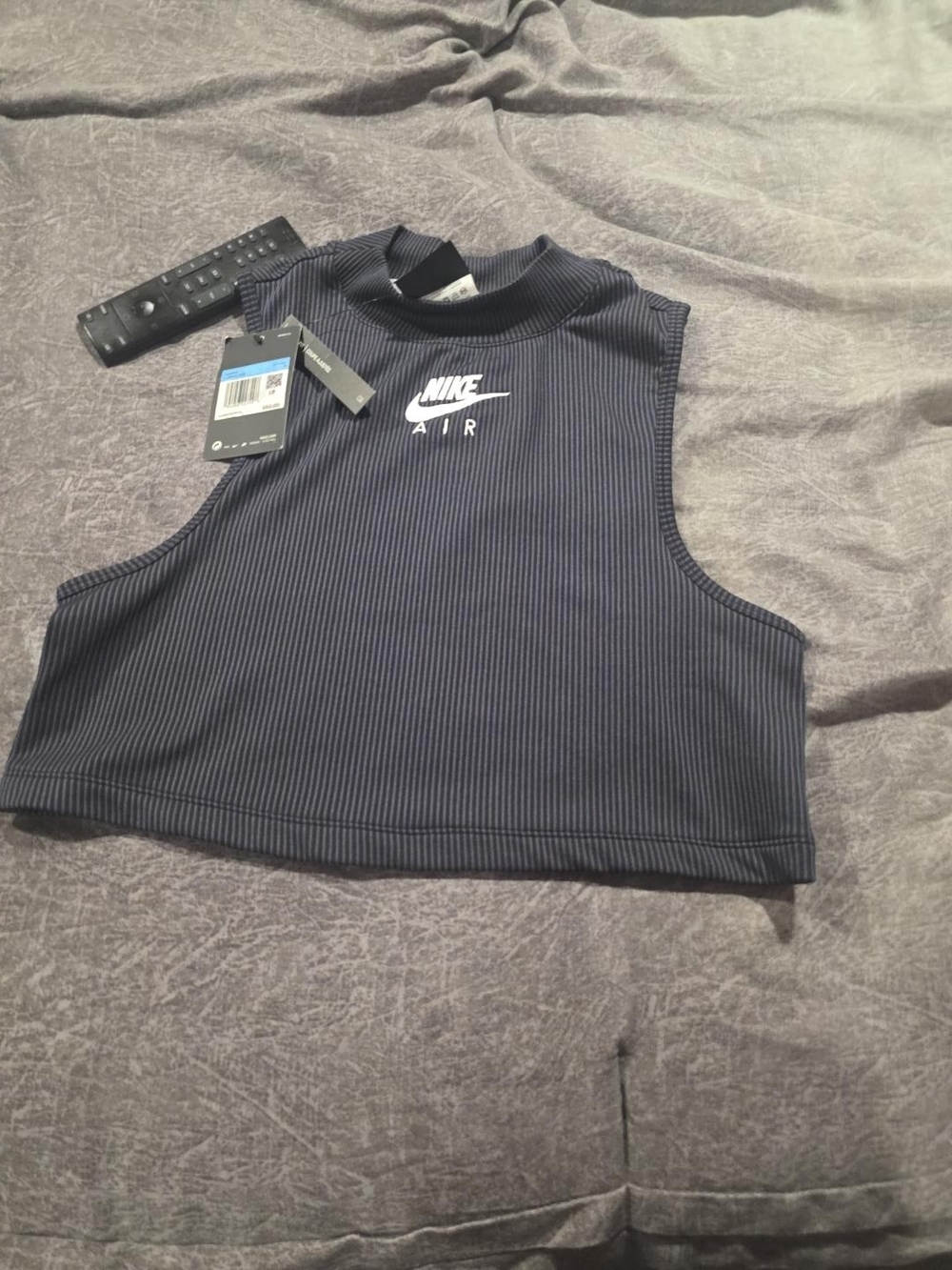 Nike Air Ribbed High-Neck Cropped Tank Top - Navy